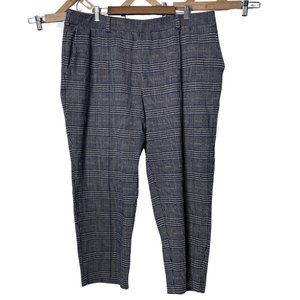 Lands End Blue Plaid Sport Knit Elastic Waist Pull On Pants